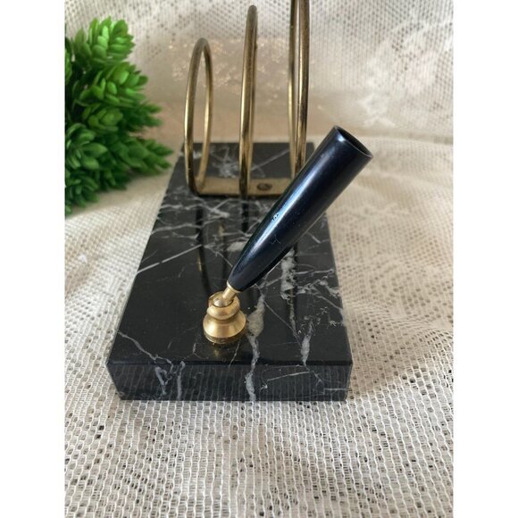 Heavy Marble Letter and Pen Holder/Vintage Black and White - Picture 4 of 10